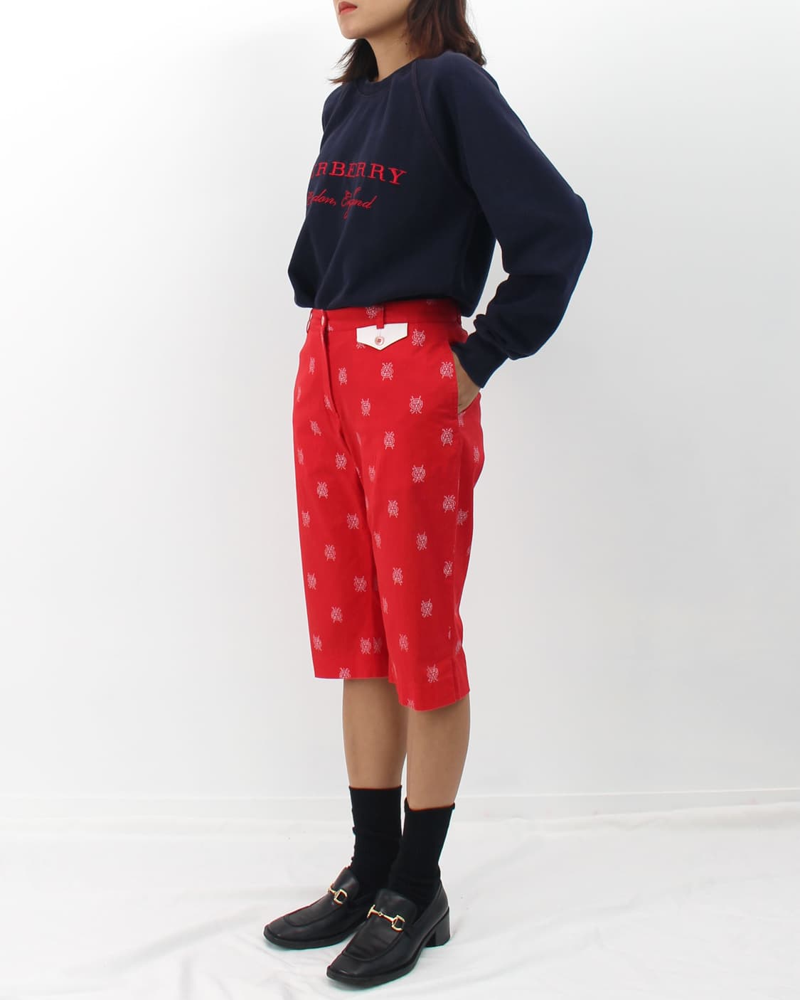 버버리 Burberry 빈티지 레드 5부 카프리 팬츠 상품이미지8