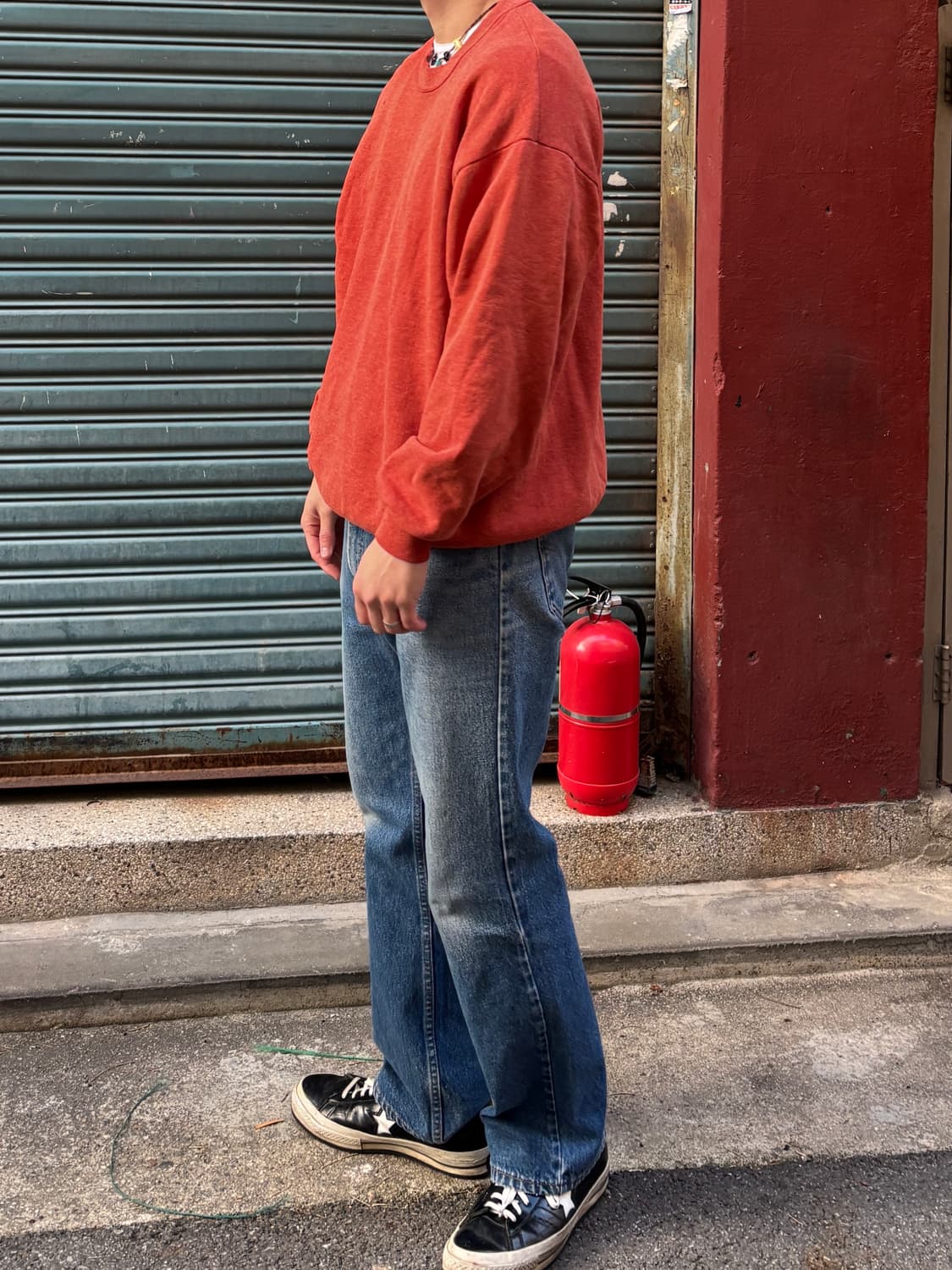 RH-03 90s 져지스 페이드, 데미지 커스텀 스웻셔츠(레드) 상품이미지7