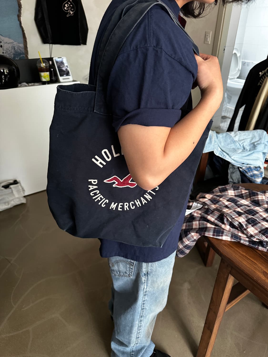 홀리스터 로고 캔버스 토트백 상품이미지4