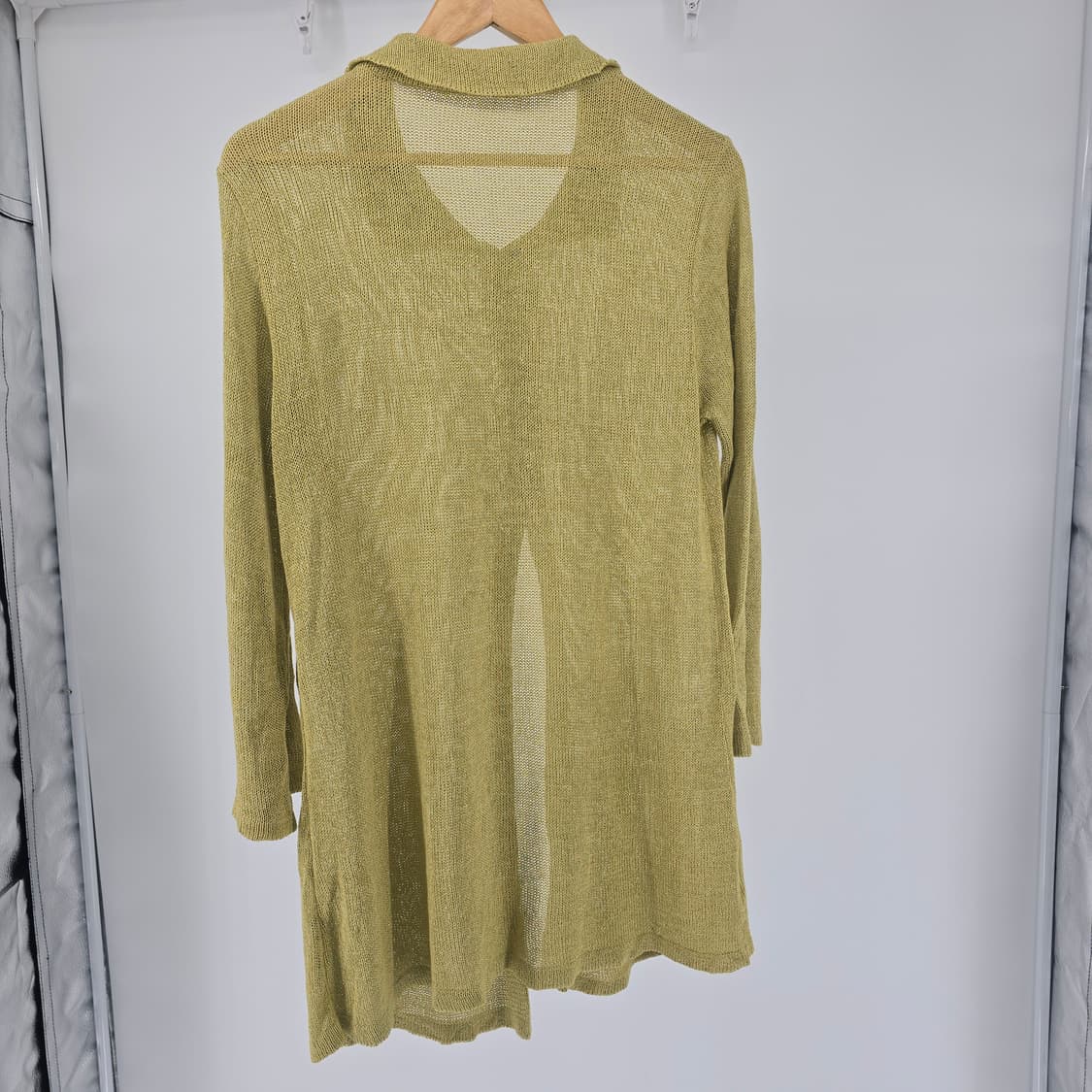 모리걸 일본 빈티지  내추럴  린넨 롱 썸머 가디건 올리브색 상품이미지2