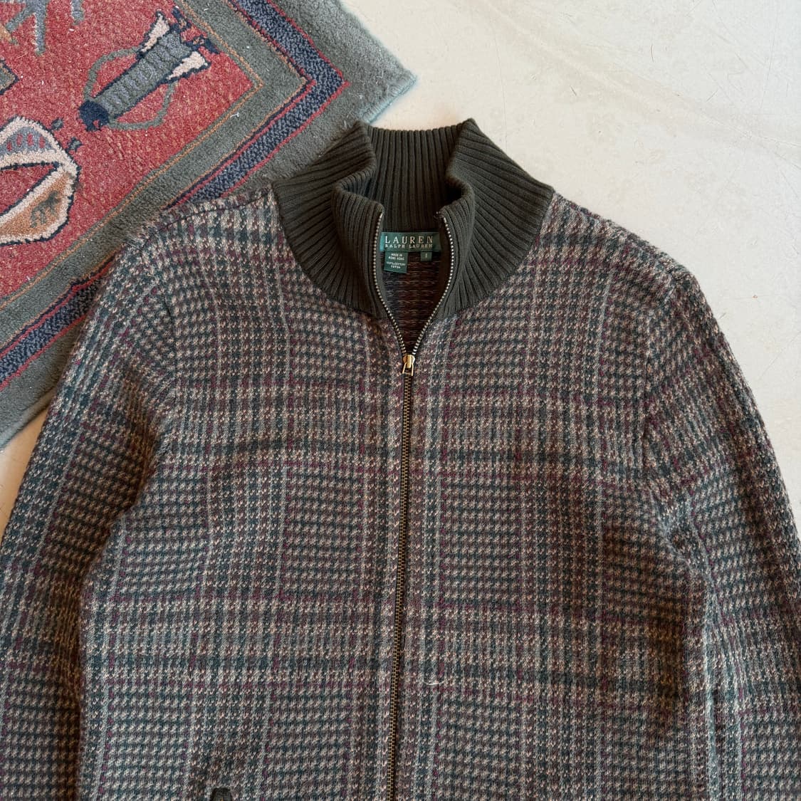 랄프로렌 하운드체크 니트 집업 상품이미지3