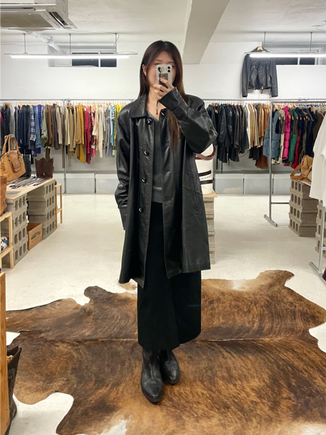 VTG western leather coat 웨스턴 레더 코트 상품이미지1