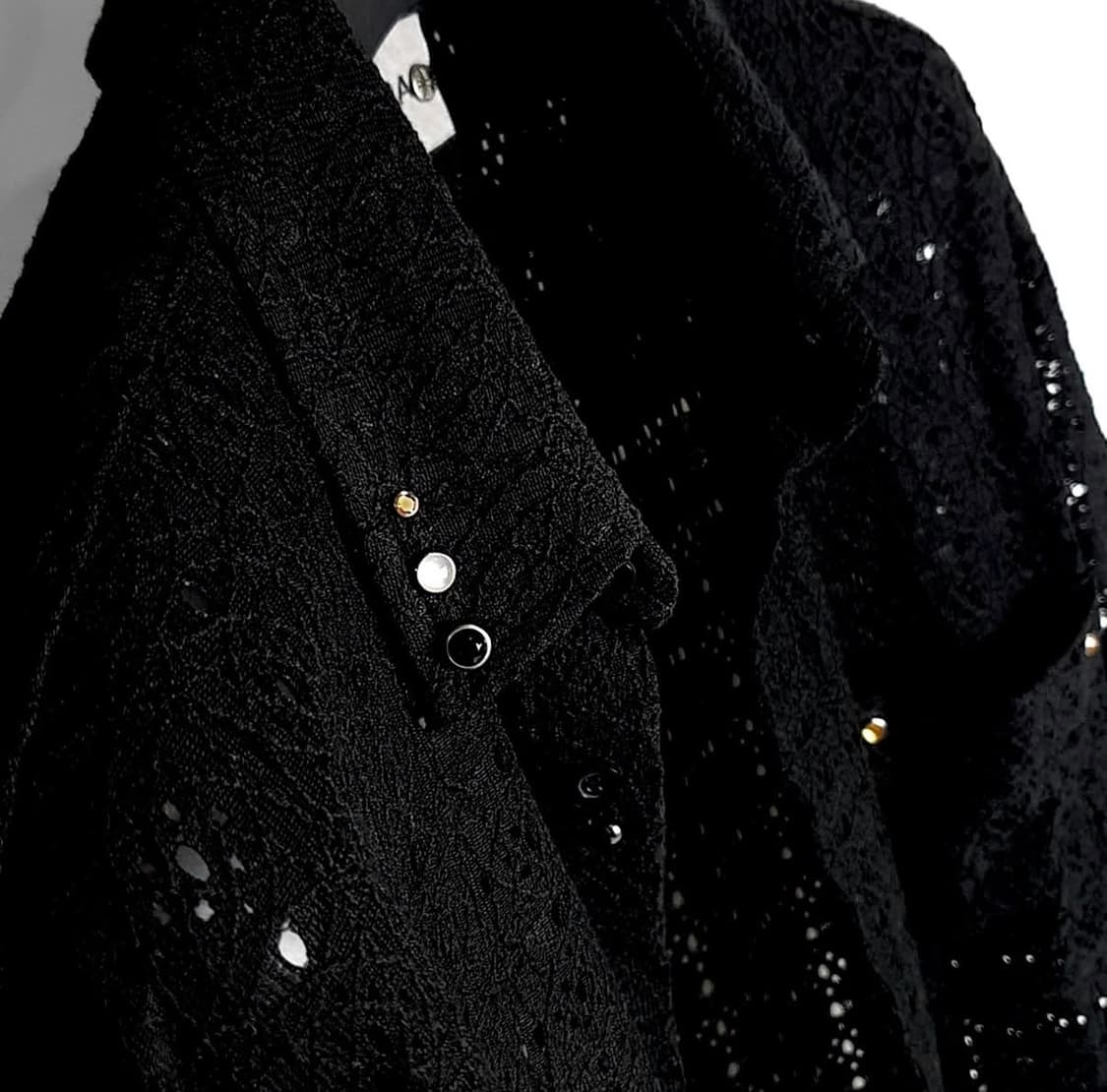 Michisiru gems 크로셰 셔츠 (Black) 상품이미지4