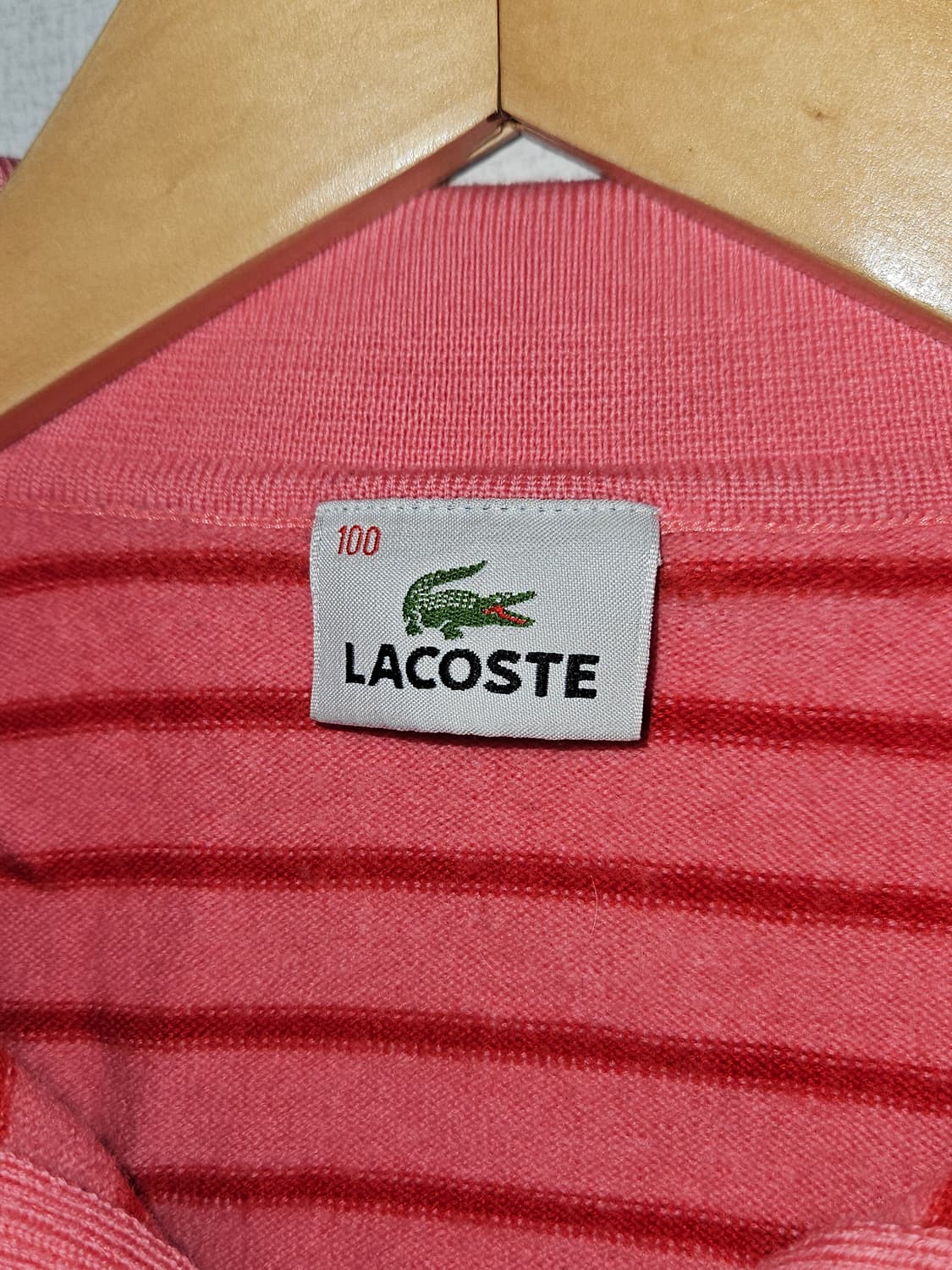 라코스테 여성 크롭 스트라이프 딸기우유 카라니트 올드스쿨 100 상품이미지5