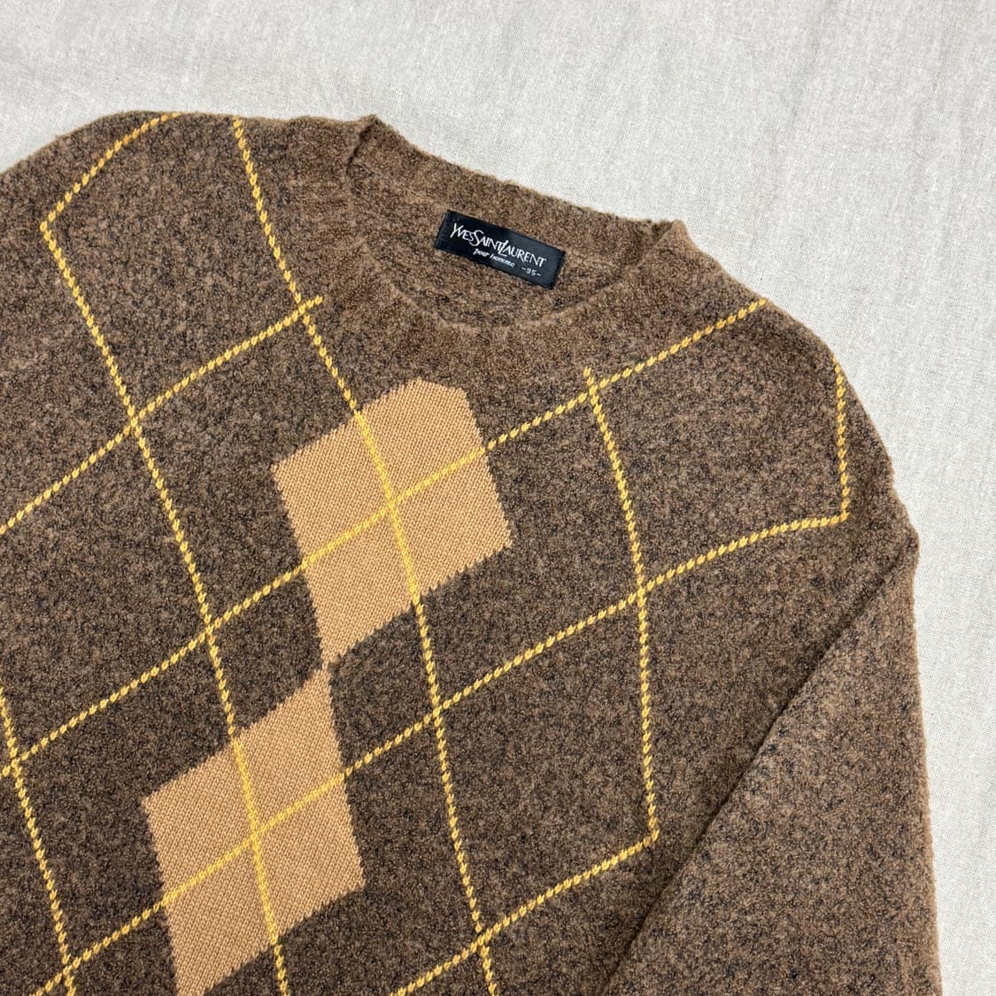 입생로랑 빈티지 90s 부클 아가일 니트 95(100) 상품이미지2