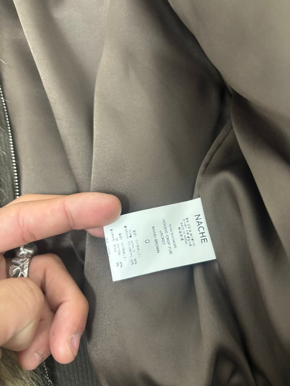 [NACHE]24FW Hoodie Crop Fur Jacket Khaki 상품이미지9