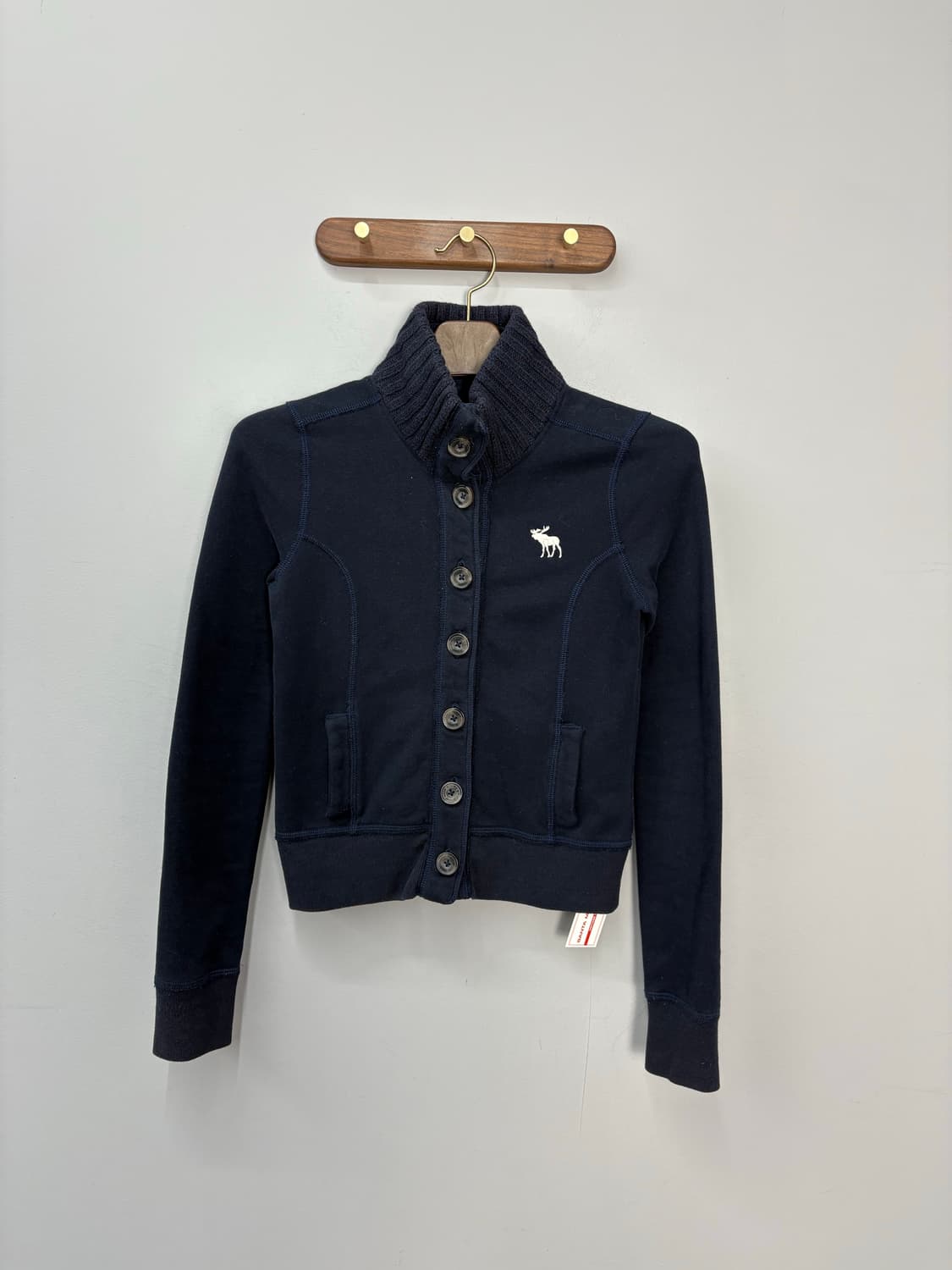 아베크롬비 네이비 순록로고 버튼 숄카라 니트 가디건 A2978 상품이미지2