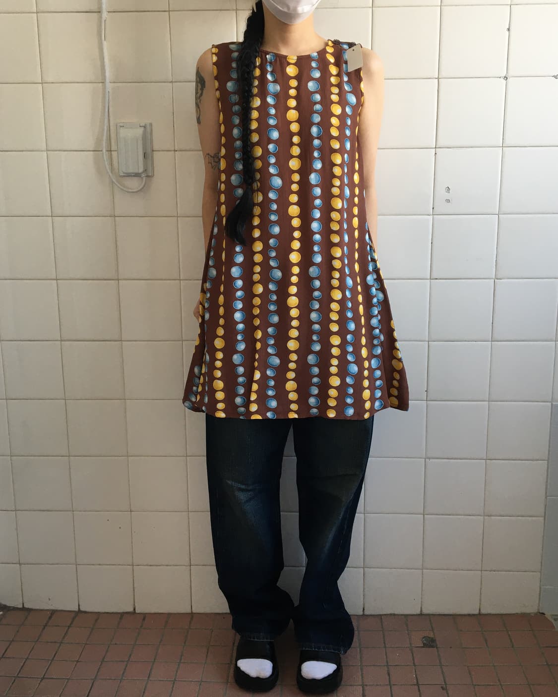 Dot pattern sleeveless onepiece 상품이미지1