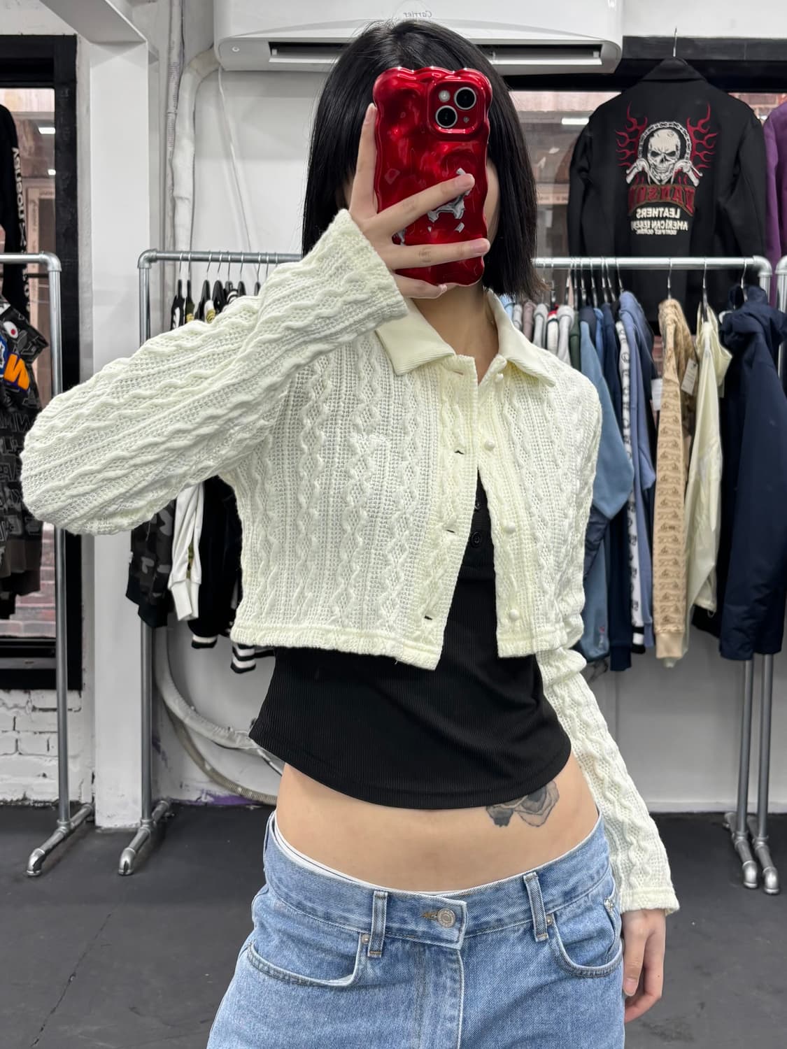 엑스걸 크롭 니트 가디건 상품이미지4