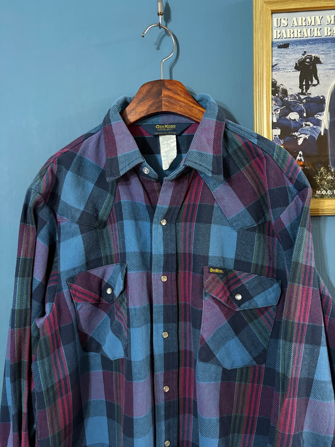 90‘s OshKosh Flannel western Shirt. 상품이미지2