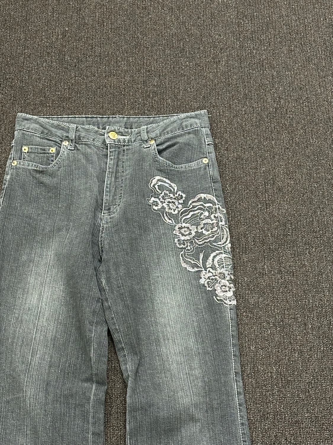 OS)일본 빈티지 여성 오리엔탈 자수 부츠컷 팬츠 상품이미지5