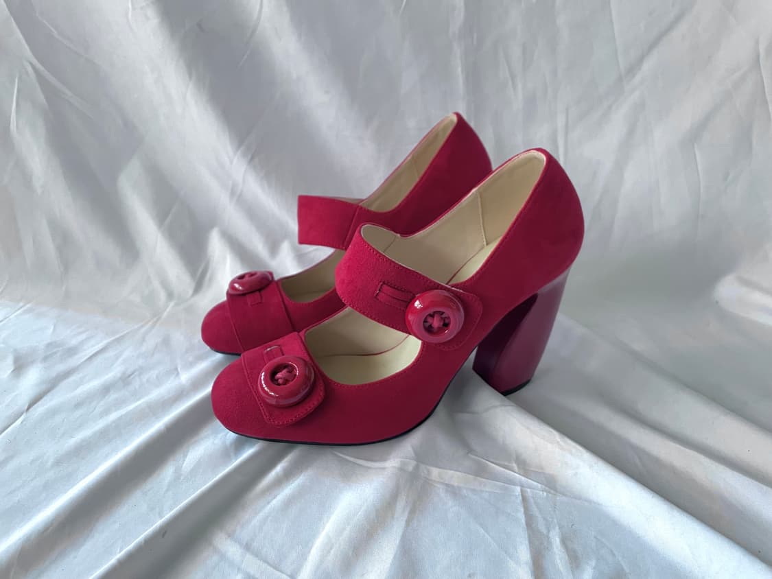 Cherry red button mary janes 상품이미지3