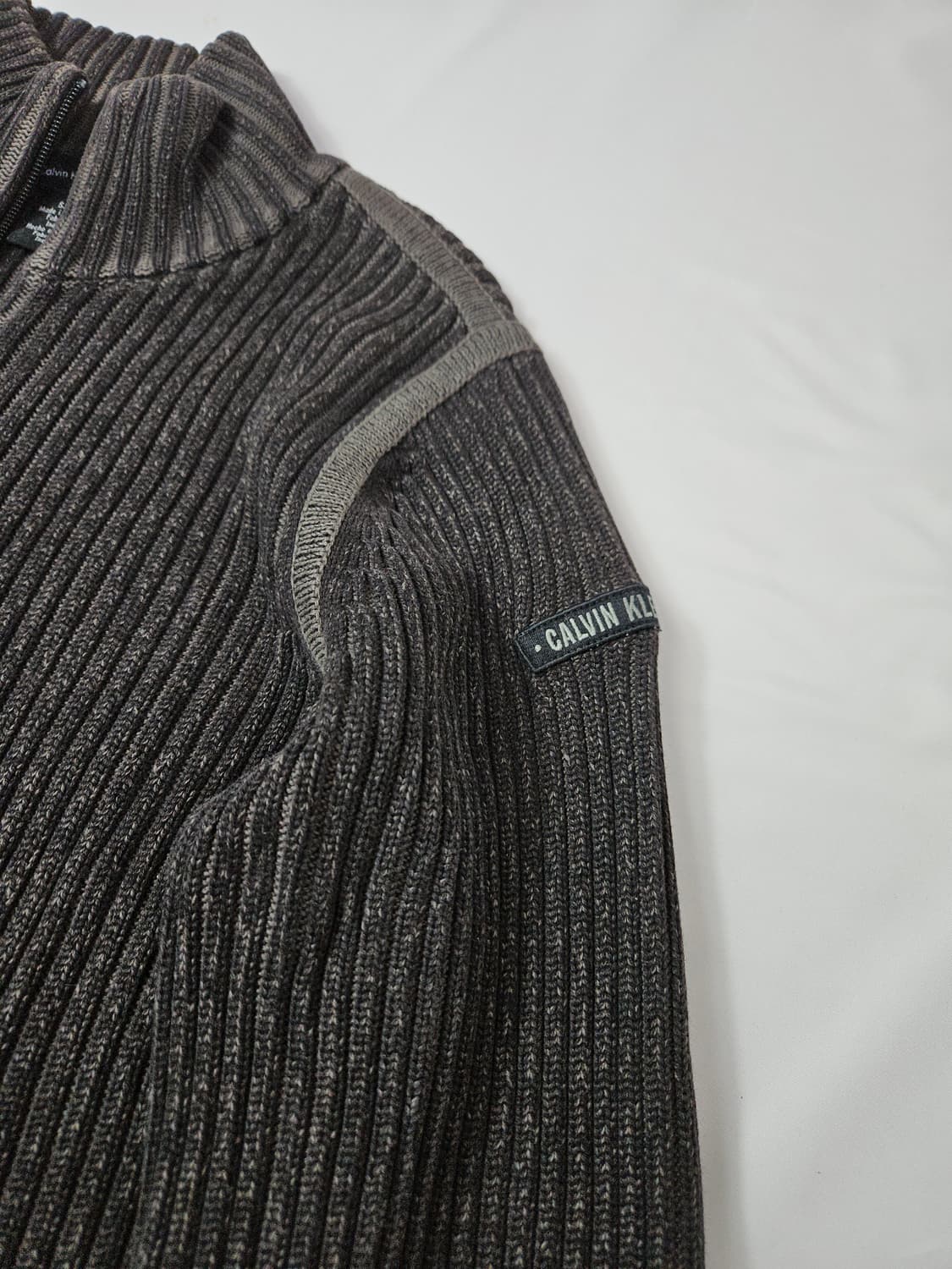 캘빈클라인 코튼 워싱 니트집업 자켓 가먼트다잉 머슬핏 S 95 상품이미지2