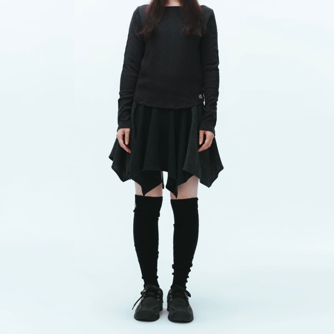 코이세이오 홀딩 언발란스 스커트_차콜 상품이미지2