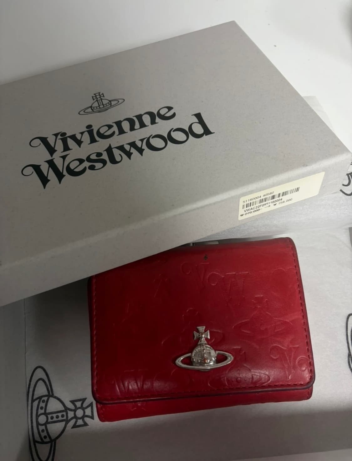 비비안웨스트우드 레드 가죽 반지갑 상품이미지1