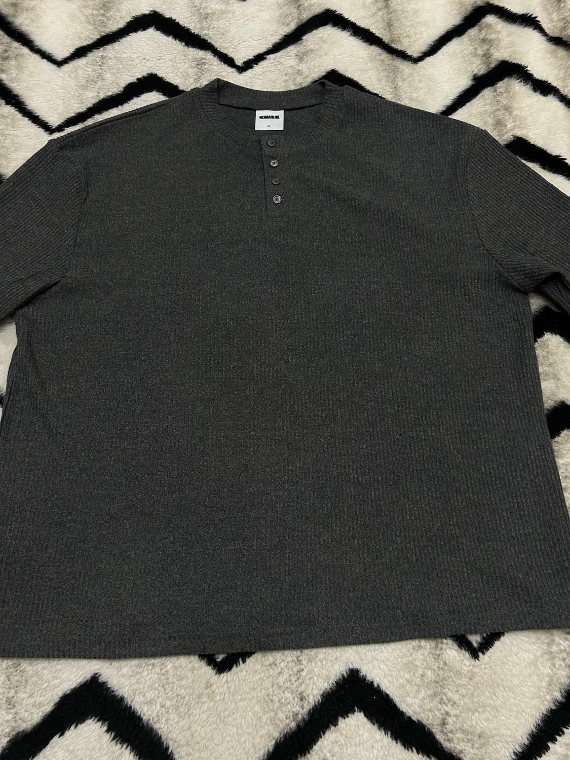 [XL]노매뉴얼 헨리넥 니트 롱슬리브/차콜 상품이미지4