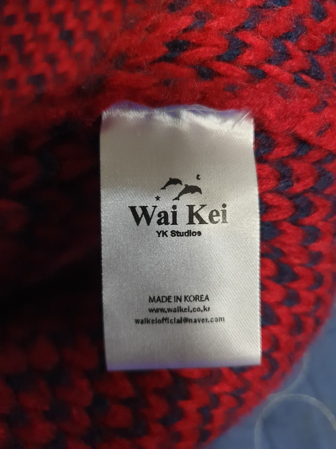 WAIKEI 와이케이 돌핀스타로고 혜비 니트집업 레드 (1사이즈) 상품이미지8