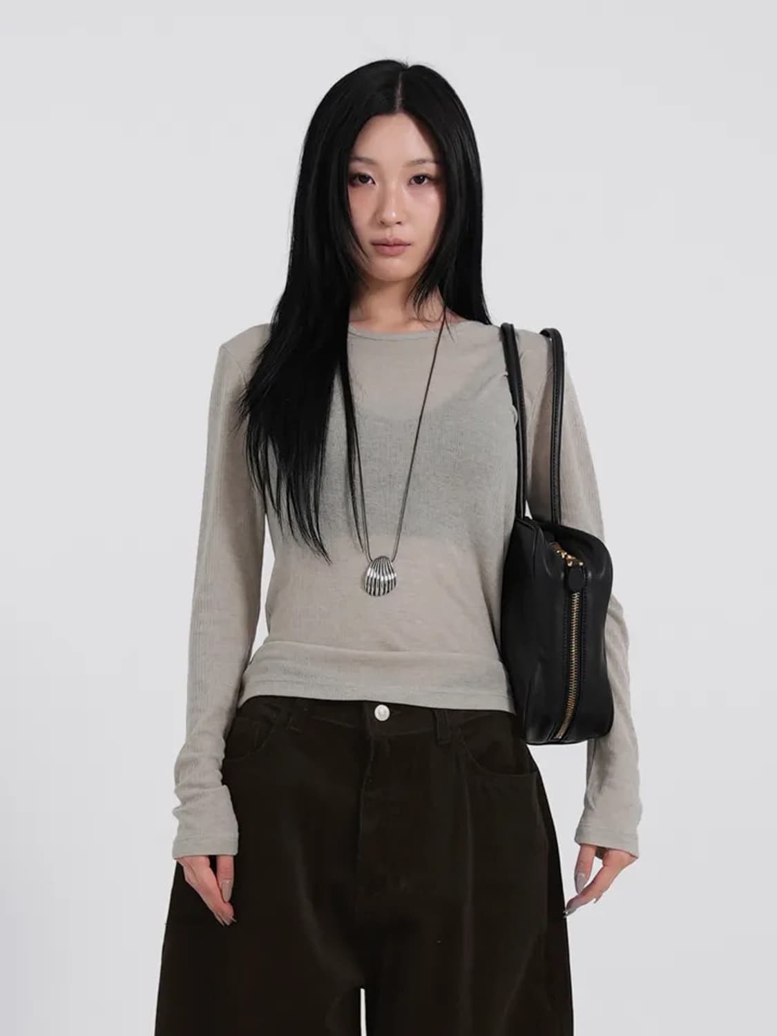 (새상품 2개 일괄!) 바스 레이어드 인디블루/베이지 긴팔티 상품이미지4