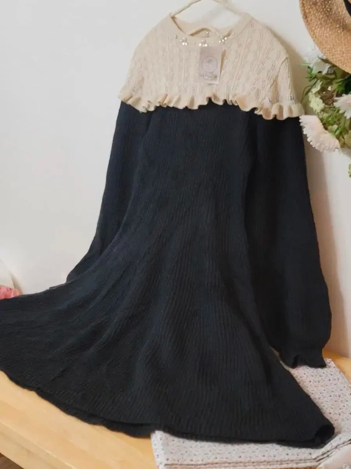 일본빈티지 새제품 axes femme 블랙 니트 원피스 상품이미지10