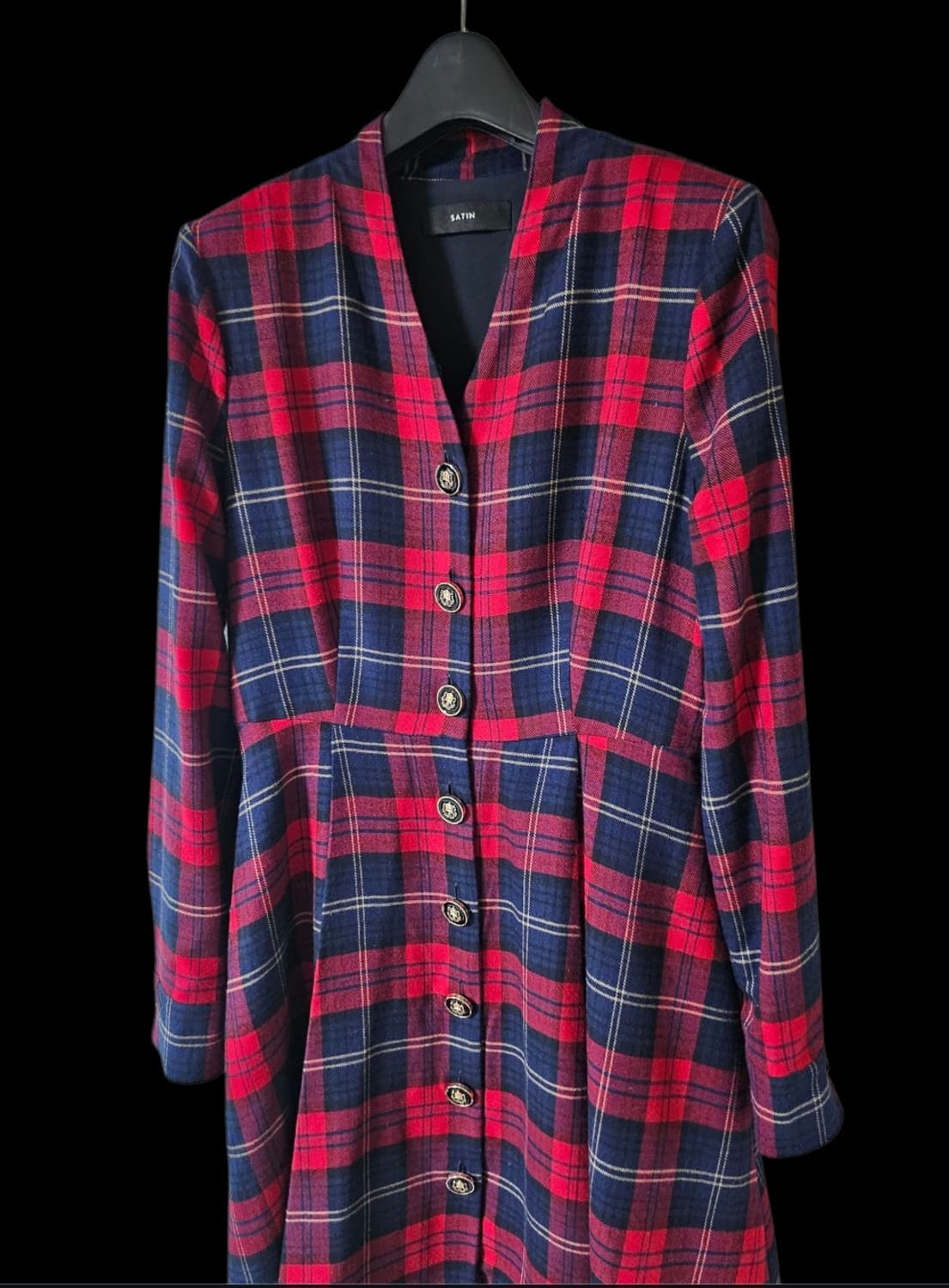 샤틴 울 체크 벨티드 A라인 미디원피스 66 상품이미지7