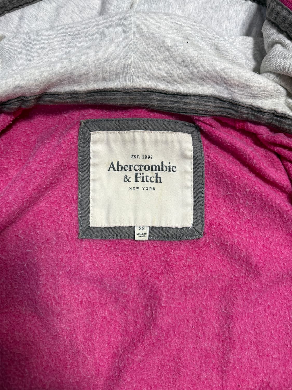 아베크롬비 앤 피치 로고 자수 후드집업 핑크 XS 상품이미지5
