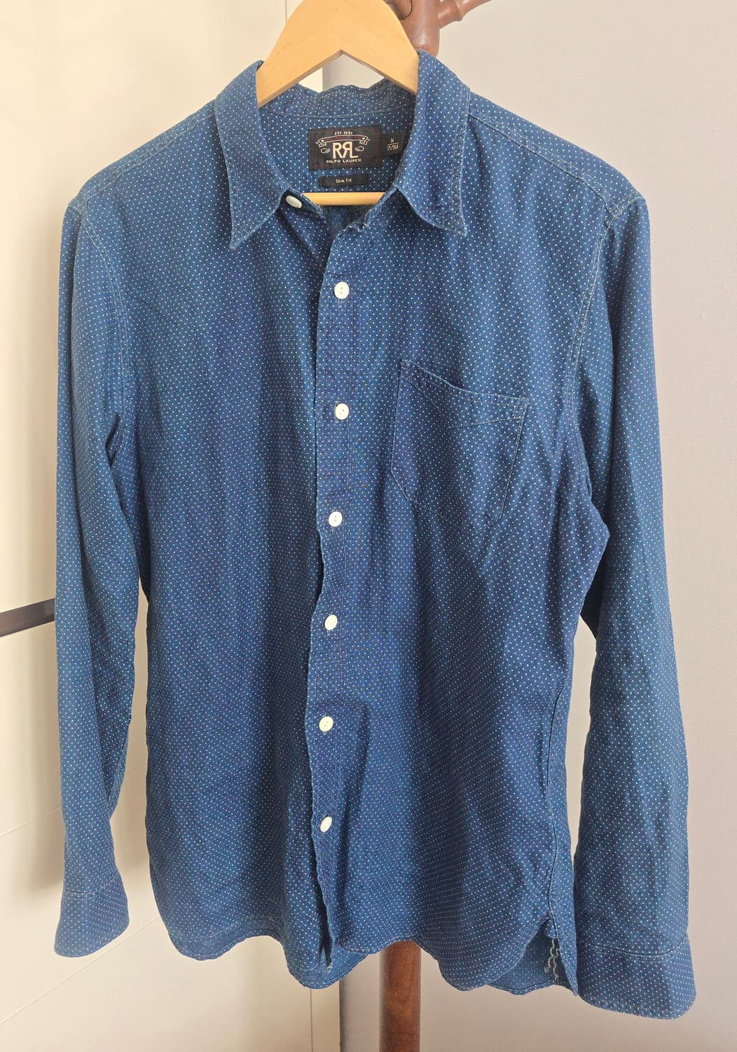RRL, 인디고 핀도트 린넨 셔츠 - Slim Fit M(100사이즈) 상품이미지2