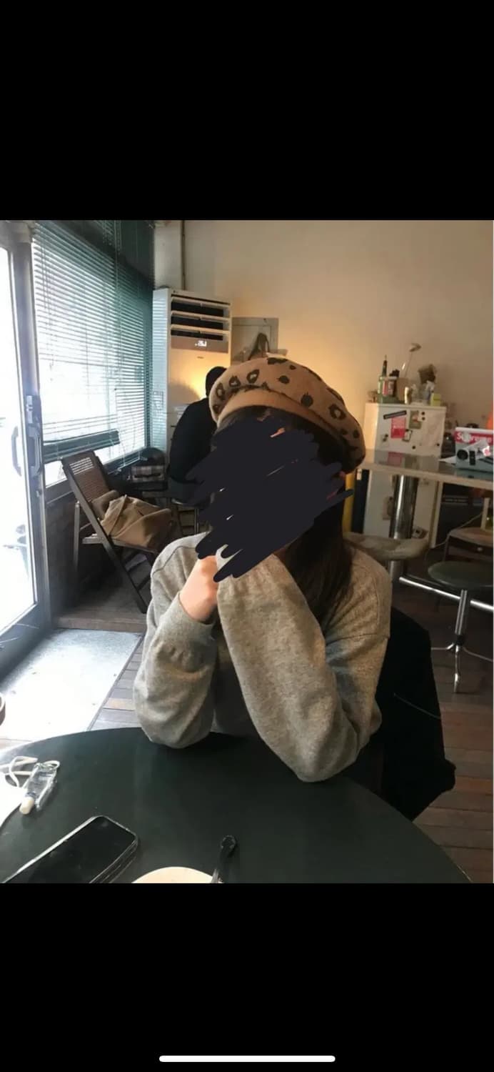 레오파드 니트 베레모 상품이미지1