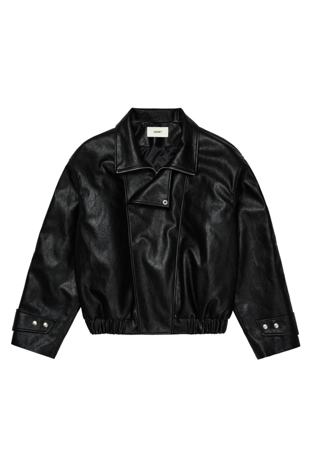 DEINET FAUX LEATHER BOMBER JACKET IN BLA 상품이미지1