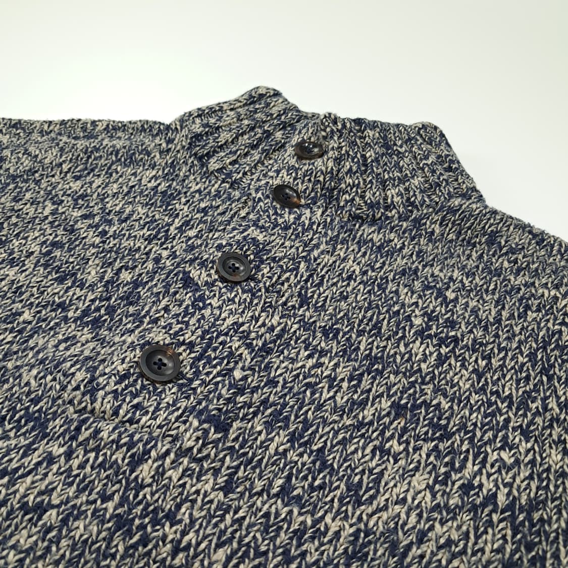 CN996 L 폴로 랄프로렌 네이비 멜란지 하프버튼 긴팔 니트 스웨터 상품이미지3