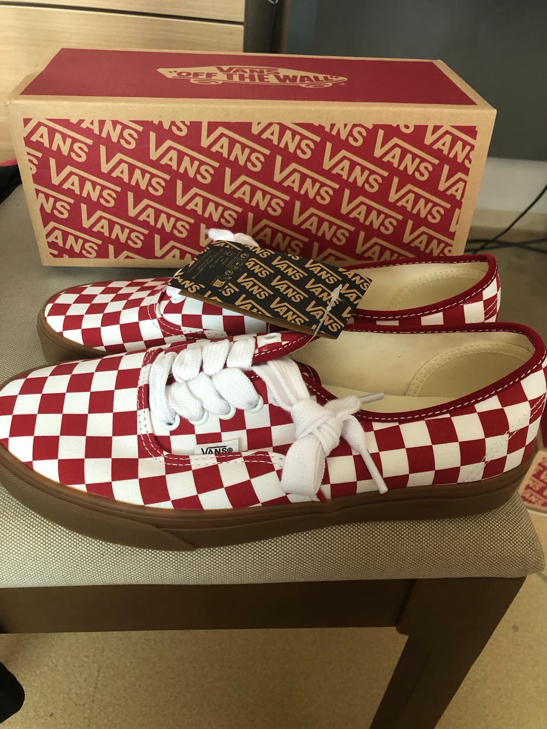 반스 어센틱 체커보드 레드 265mm 새상품 상품이미지2