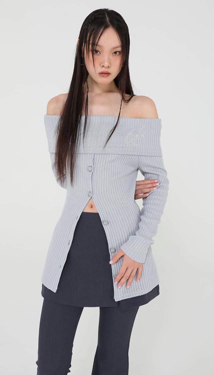 어글리쉐도우 BEAD KNIT OFF-SHOULDER(BLUE) 상품이미지2