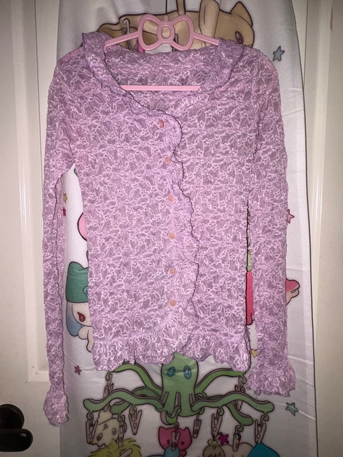 빈티지 연보라 시스루 레이스 셔츠 상품이미지1