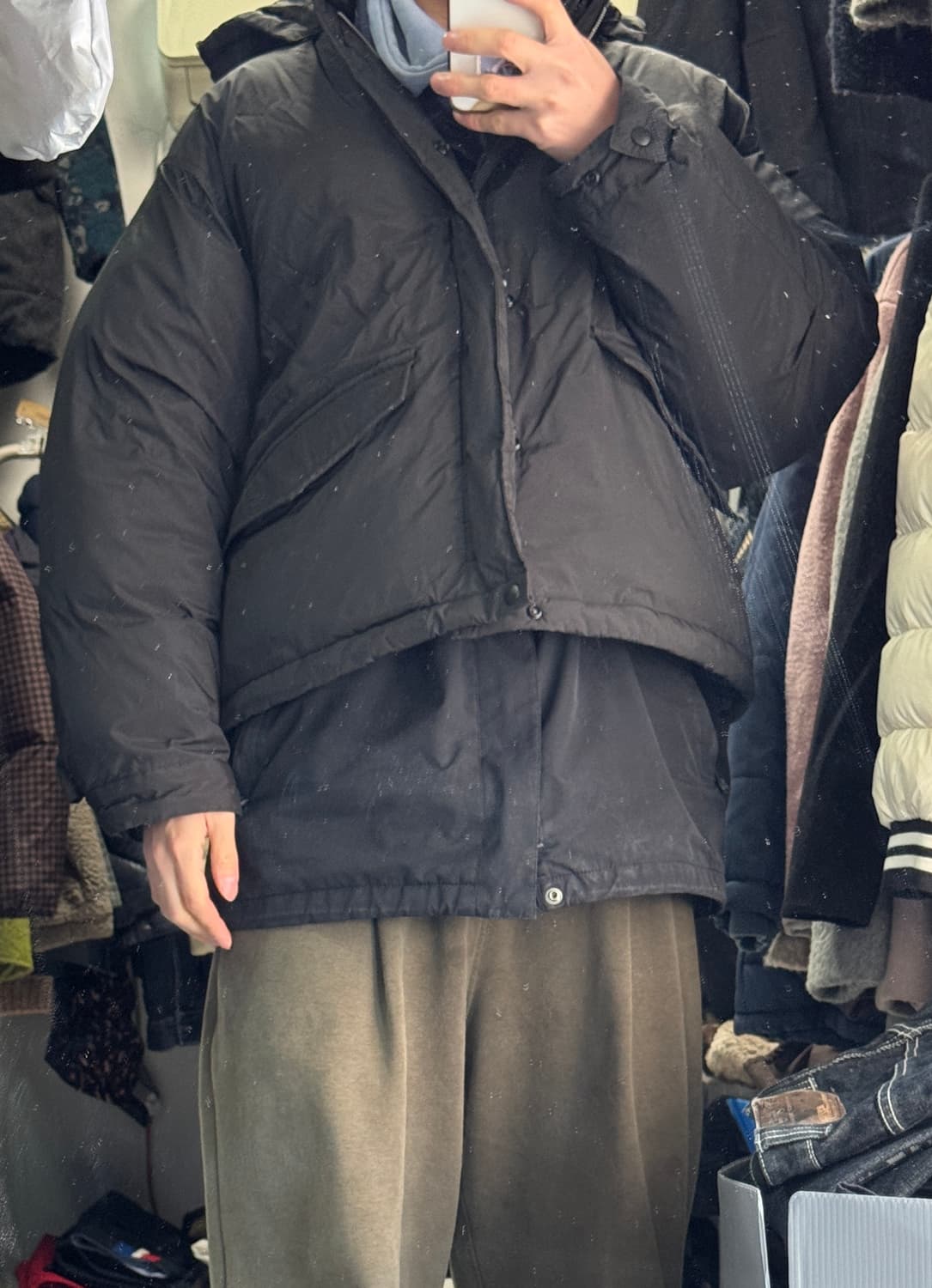 라퍼지스토어 덕 다운 푸퍼 크롭 후드 숏패딩 s 여성도가능! 상품이미지3