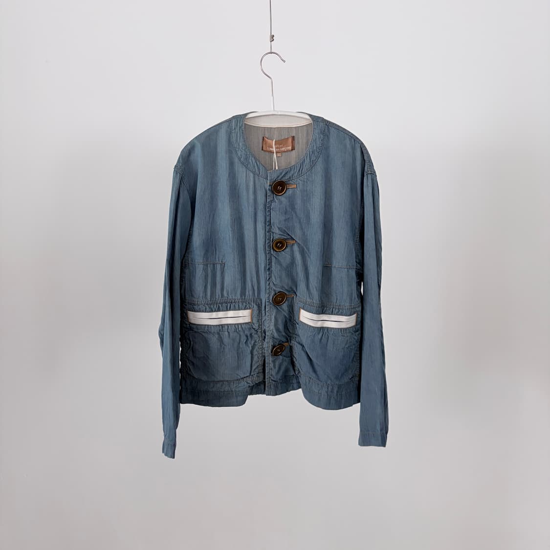 Washed Denim Non Collar Jacket 상품이미지2