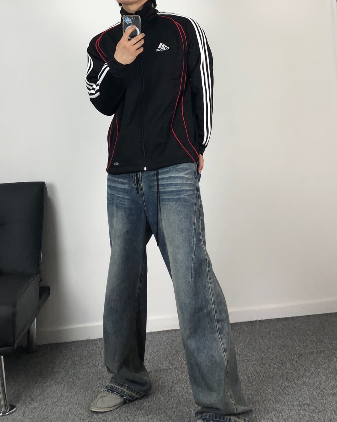 아디다스 빈티지 올드스쿨 3stripes 져지 검흰빨 상품이미지2