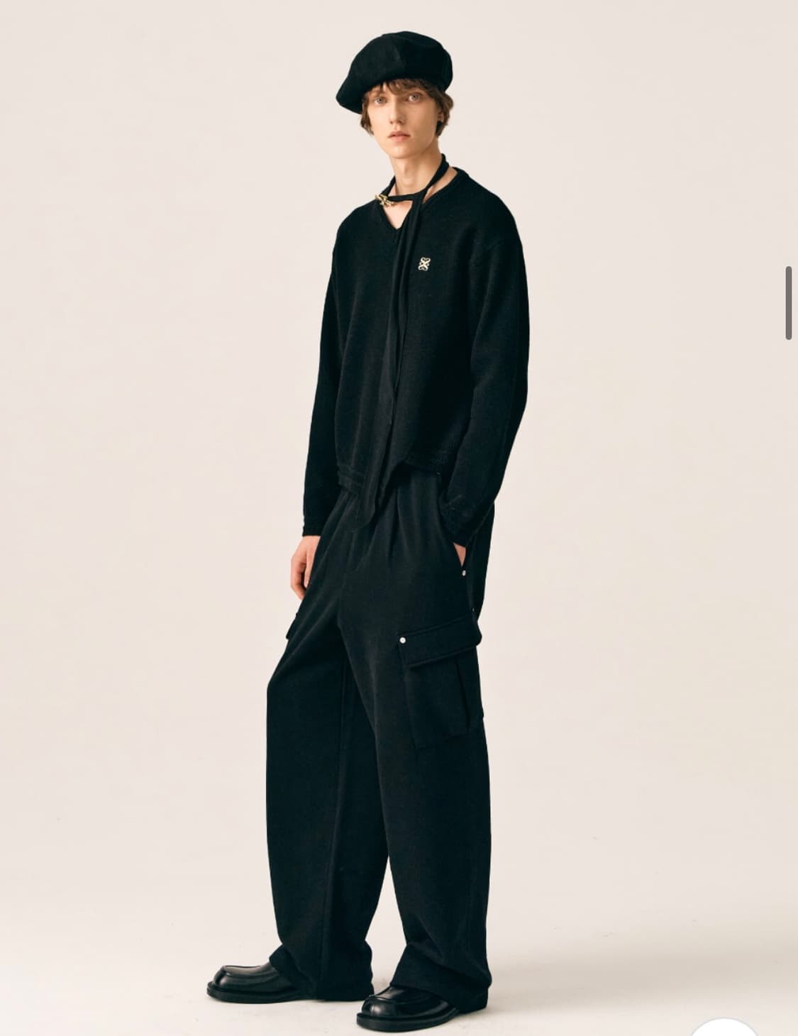 [M] 세터 라운지 와이드 카고 스웨트 스웻 팬츠 블랙 상품이미지5