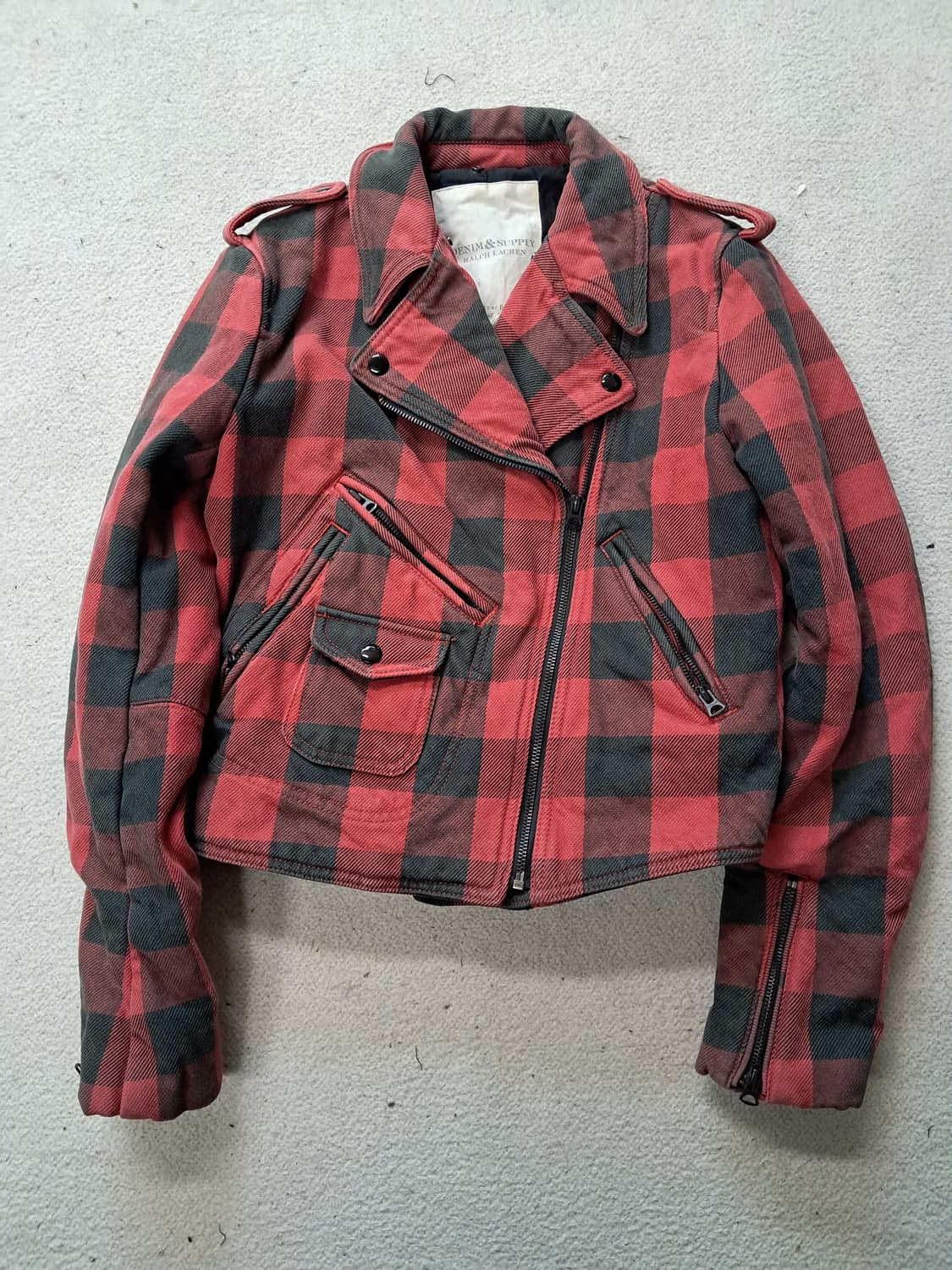 데님앤서플라이스 버팔로 체크 패턴 모토 집업 재킷  상품이미지2