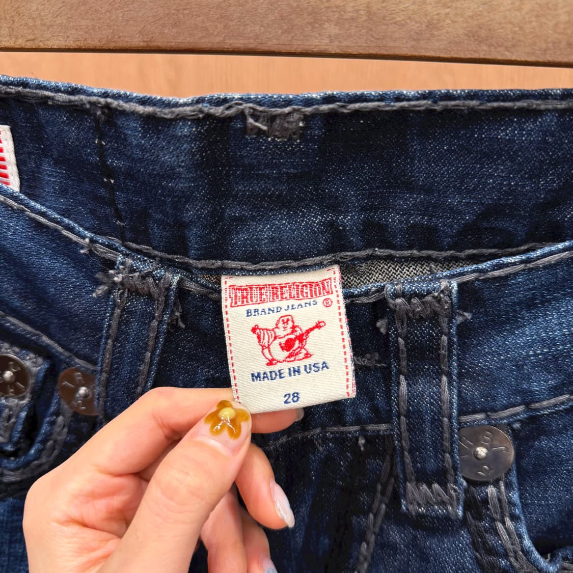 트루릴리젼 스트레이트 데님 팬츠 빈티지 워싱 스티치 라인 디테일 진청 상품이미지6