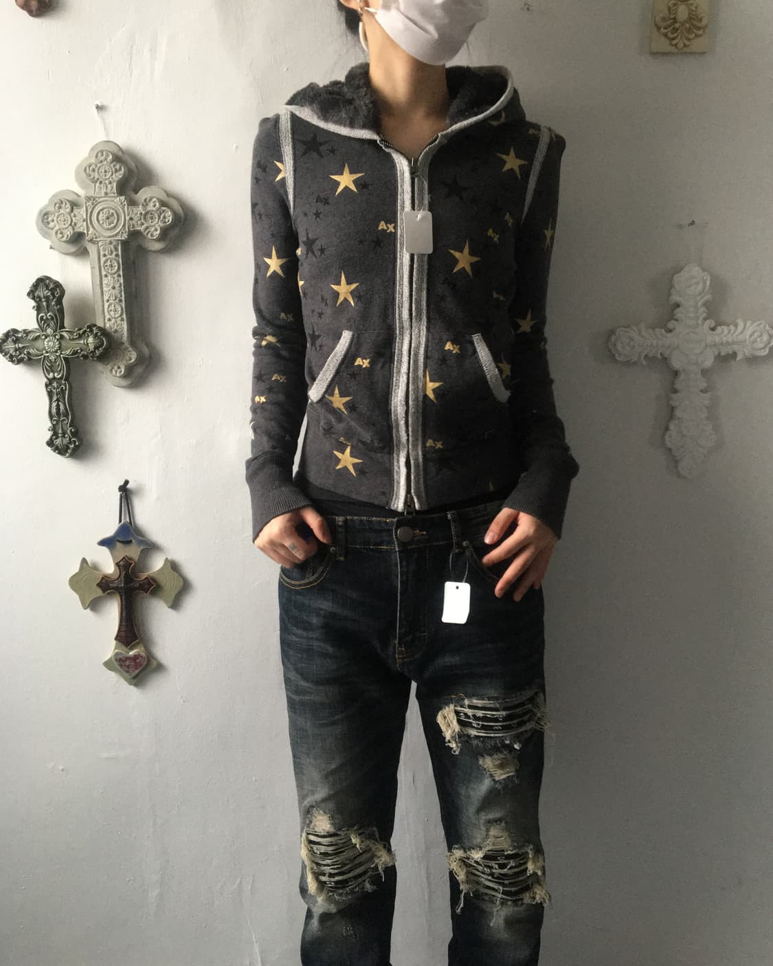 Armani exchange star pattern hood zip up 상품이미지1