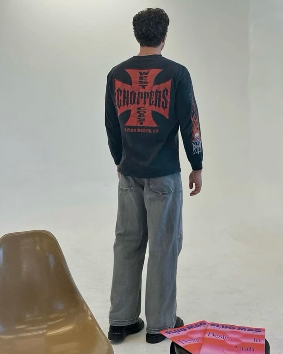 00s West Coast Choppers 플레임 스컬 롱슬리브 상품이미지1