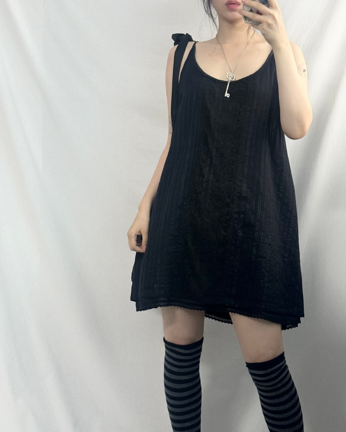실버 라인 레이어드 원피스 탑 2pcs SET 상품이미지5