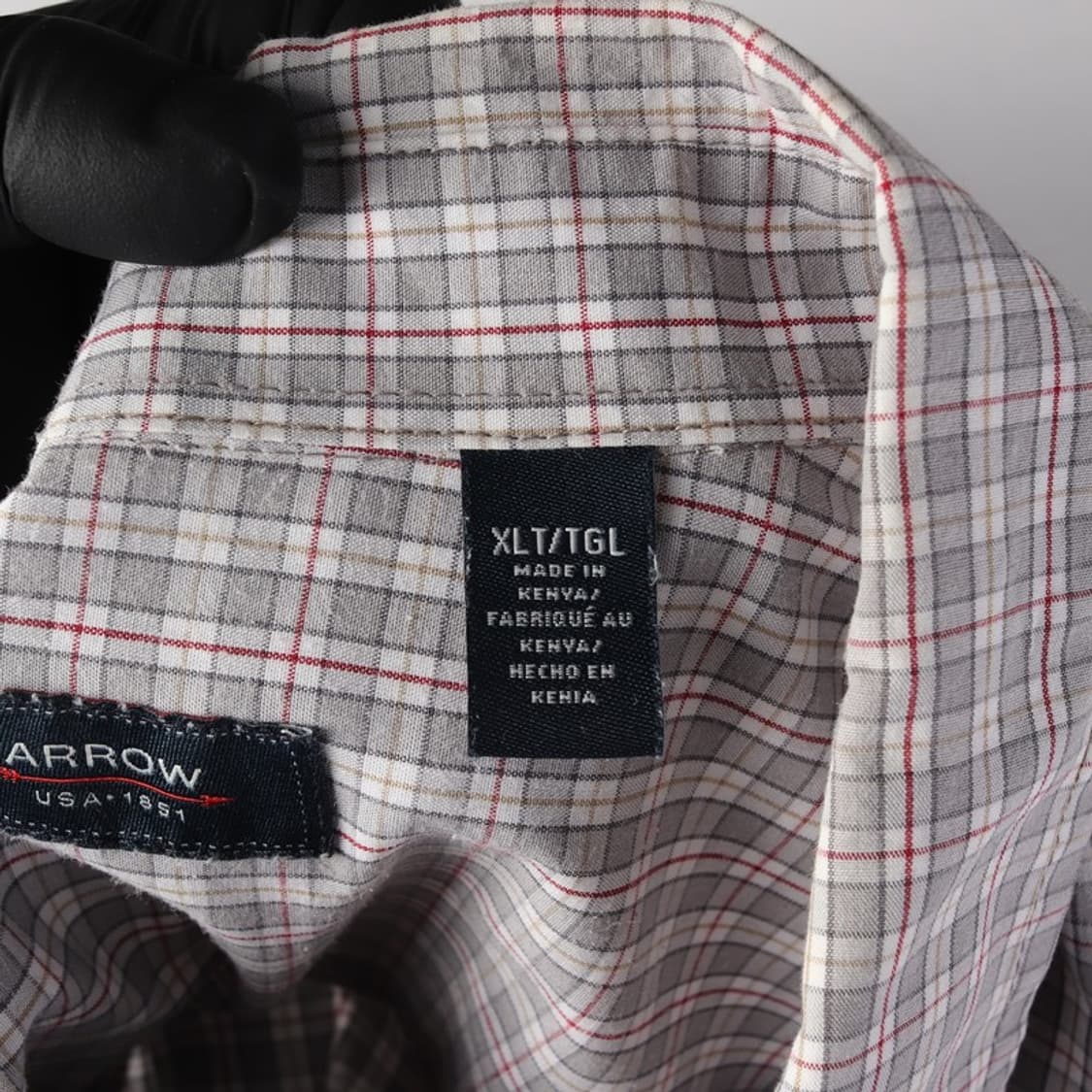 ARROW 오버핏 그레이 체크 반팔셔츠 XL 상품이미지6