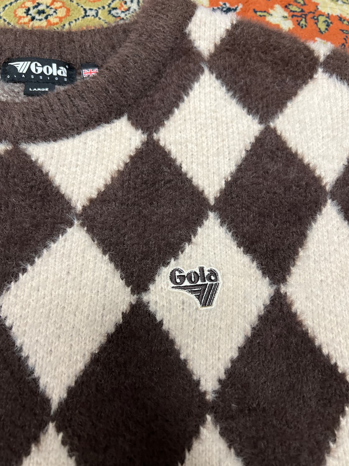 [L] Gola 골라 아가일 체크 니트 브라운 상품이미지2