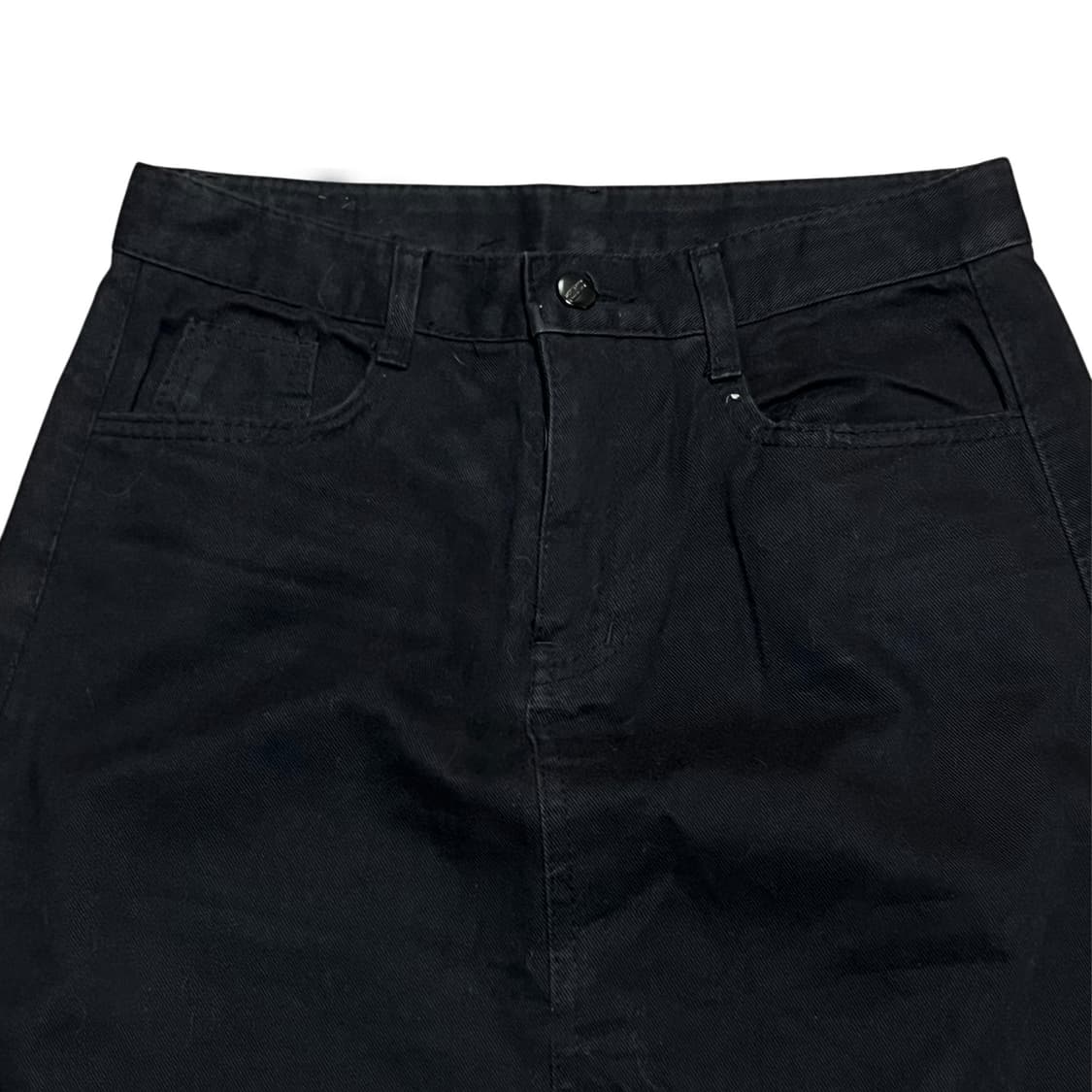 Cutting denim midi skirt_Black 상품이미지3