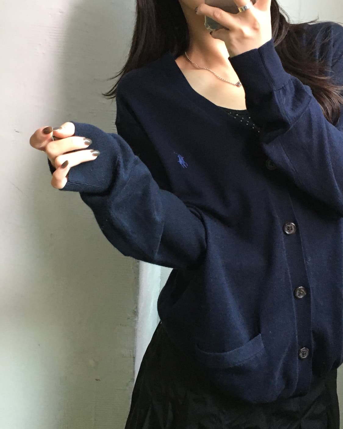 Polo 폴로 랄프로렌 신형 피마코튼 네이비컬러 브이넥 가디건 상품이미지1