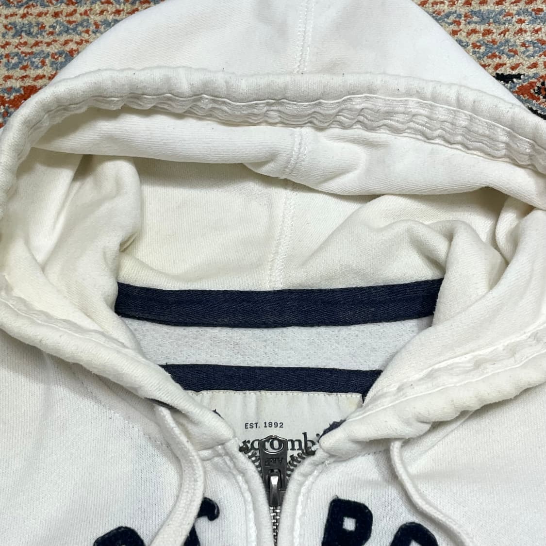 아베크롬비 스펠로고 화이트 기모 후드집업 여성M 상품이미지6