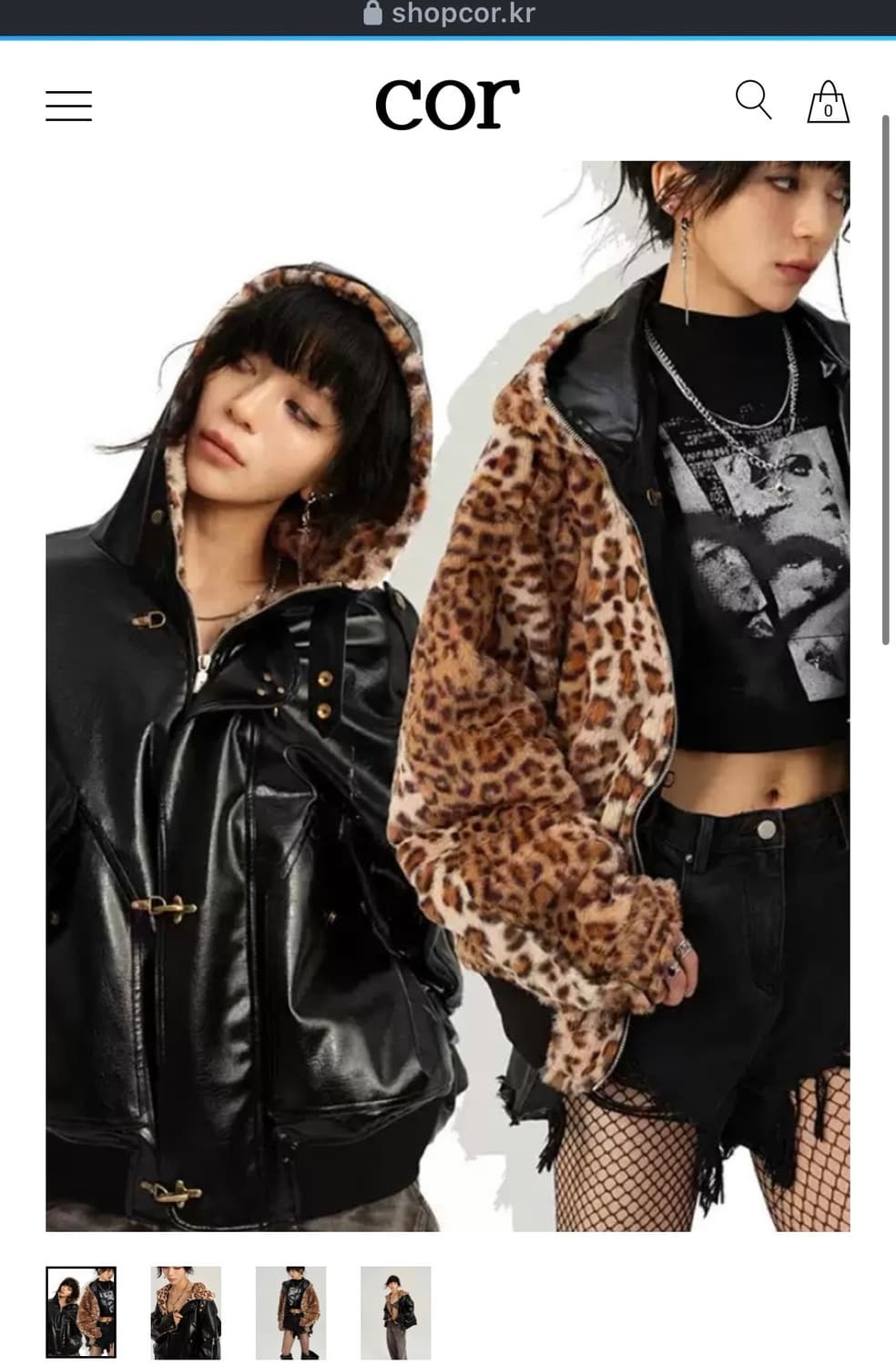 shop cor 샵코르cest nous 레오파드 레더자켓 테스트매커니즘 상품이미지1