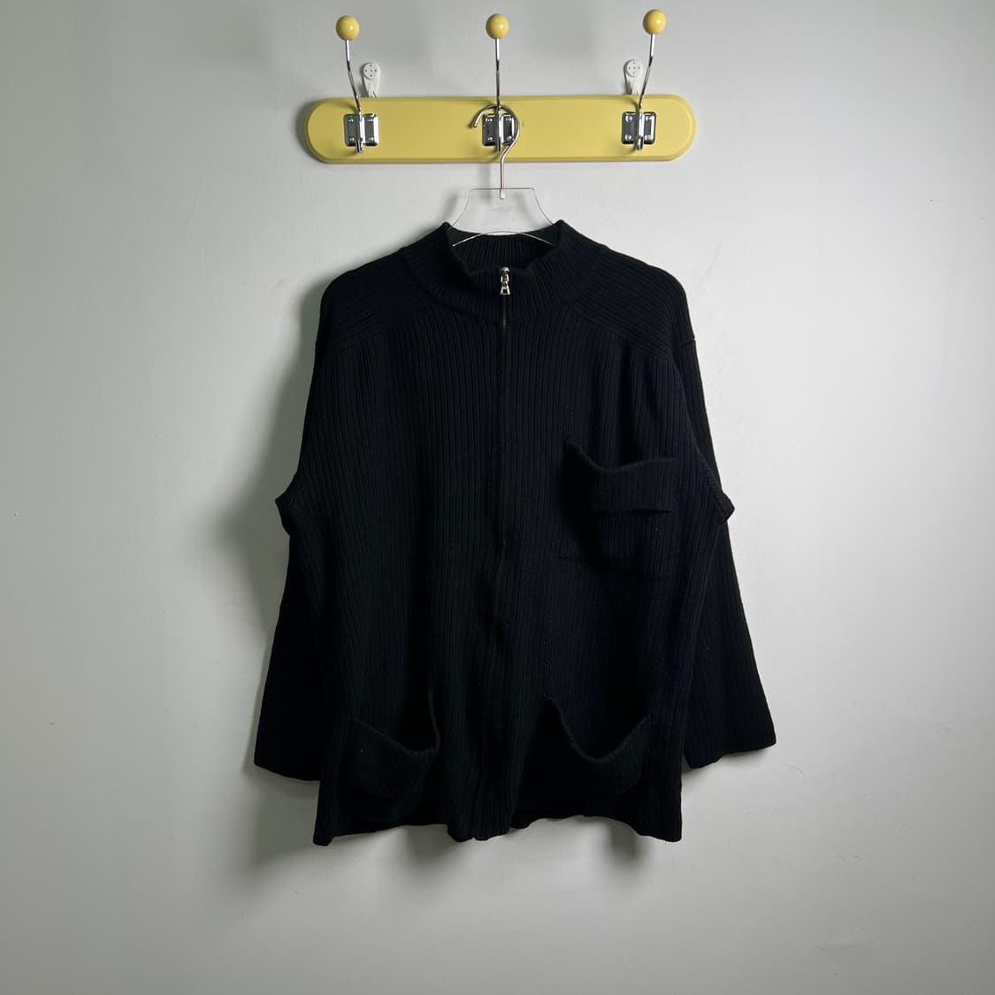 Des pres 블랙 울 니트 집업 상품이미지1