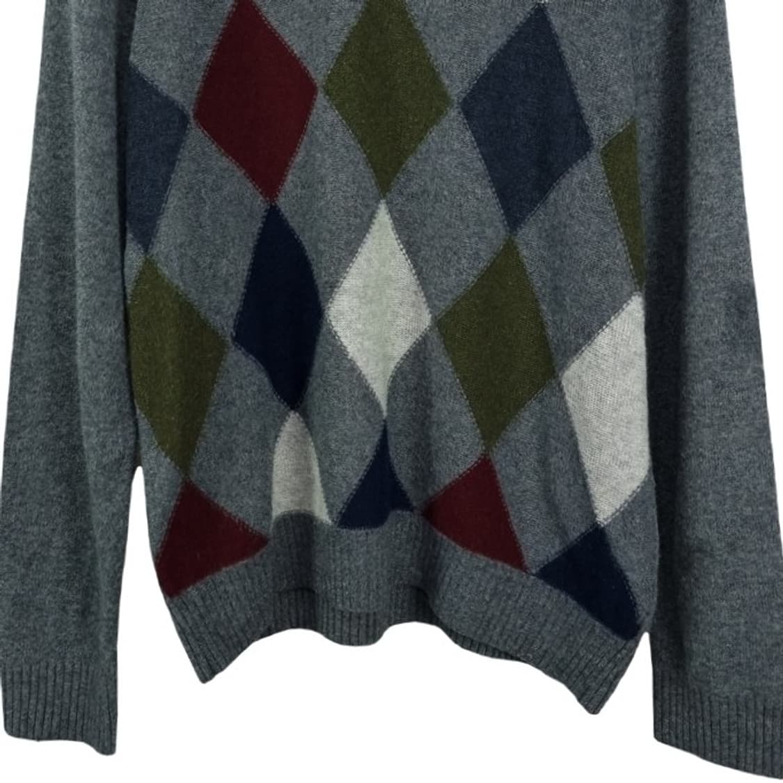 [라코스테] 로고 패치 아가일 체크 니트 그레이 M18978 상품이미지5