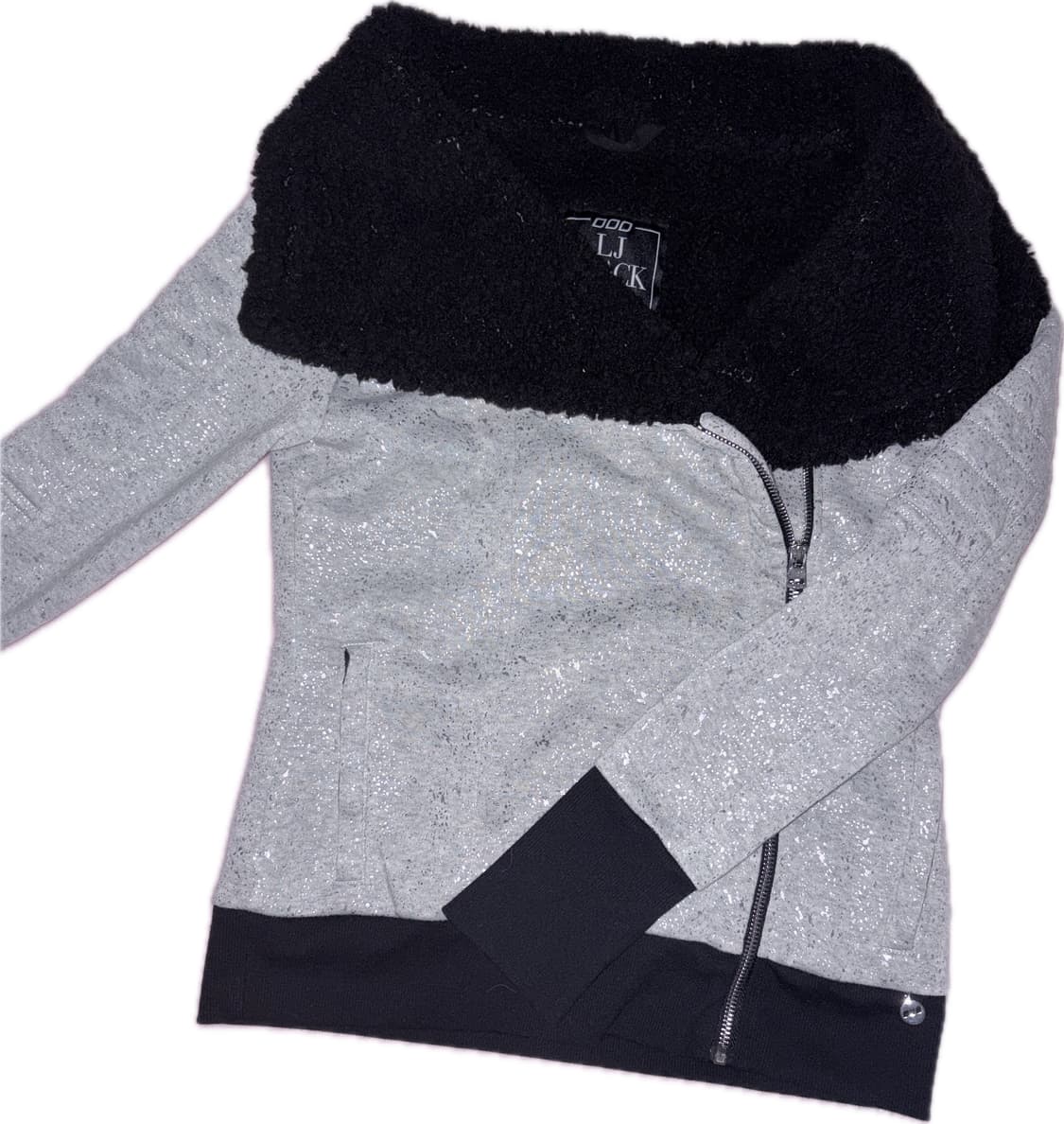 y2k 갸루깔 블랙 퍼 하이넥 집업 상품이미지1